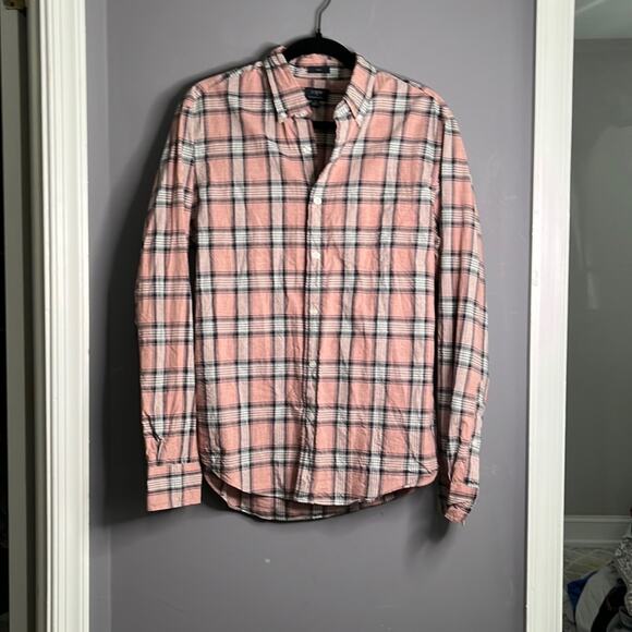 J. Crew Pink Plaid Button Down Long Sleeve Cotton Slim Fit Shirt Size Medium - Picture 8 of 8